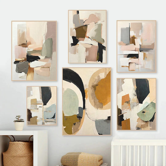 Neutral Abstract Canvas Wall Art For Modern Interiors Unframed