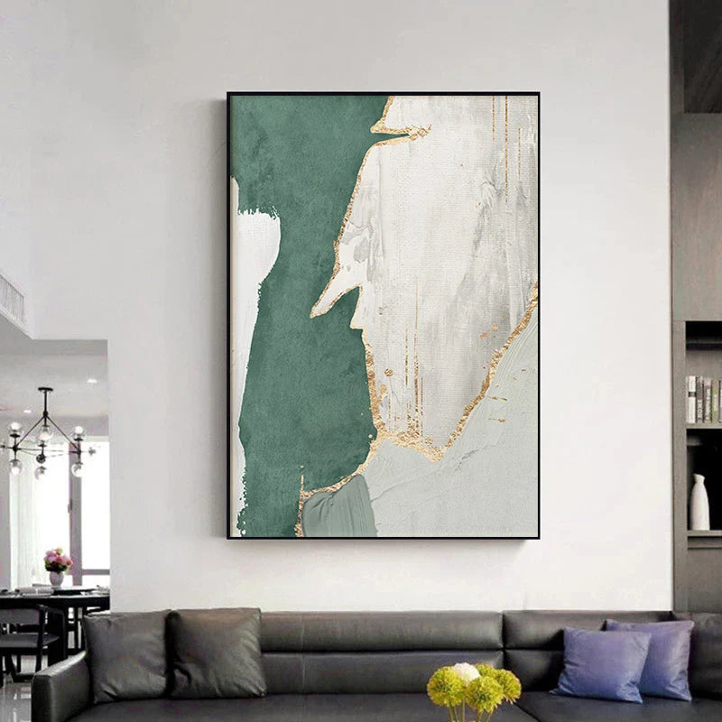 Green Brown Nordic Abstract Geomorphic Canvas Wall Art