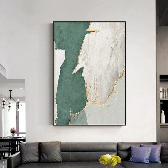 Green Brown Nordic Abstract Geomorphic Canvas Wall Art