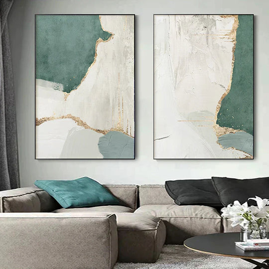 Green Brown Nordic Abstract Geomorphic Canvas Wall Art