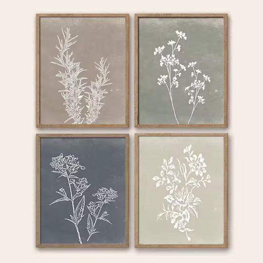 Minimalist White Leaf Silhouette Canvas Wall Art