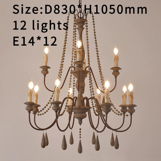Vintage White Wooden Beads Chandelier – Elegant Foyer &amp; Lobby Pendant Light