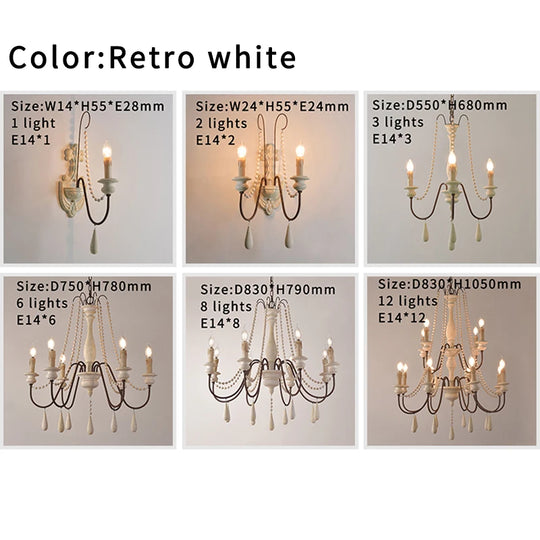 Vintage White Wooden Beads Chandelier – Elegant Foyer &amp; Lobby Pendant Light