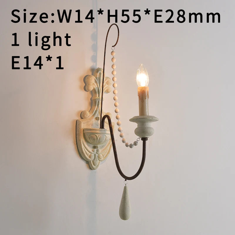 Vintage White Wooden Beads Chandelier – Elegant Foyer &amp; Lobby Pendant Light