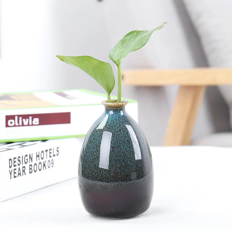 Modern Glazed Ceramic Flower Vase for Tabletop Home Decor