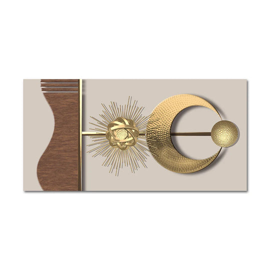 Modern Abstract Golden Sun Moon Geometric Canvas Wall Art