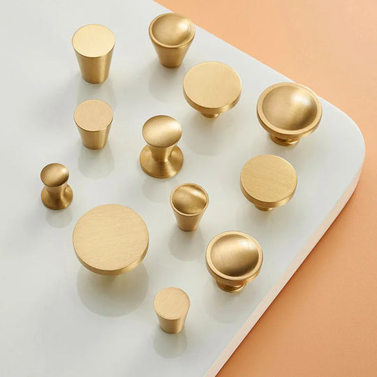 Modern Solid Brass Cabinet Knobs – Minimalist Wardrobe &amp; Kitchen Pulls
