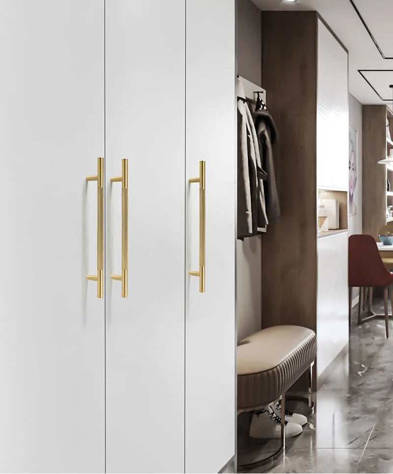Cutting Diamond Knurled Brass Cabinet Handles – Textured Pulls and Knobs for Furniture