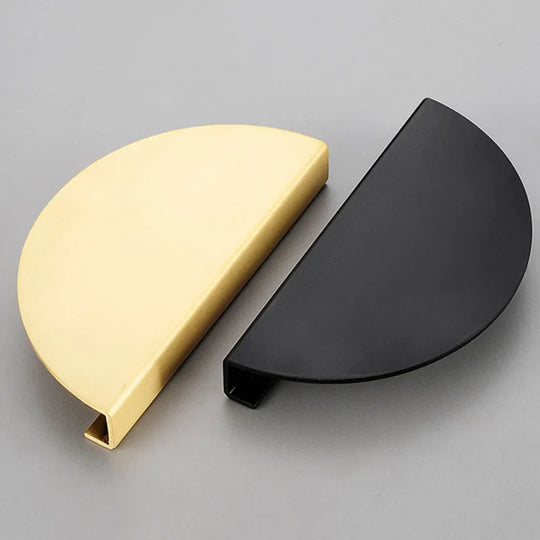 Half-Round Brass Wardrobe Handles – Modern Gold, Black &amp; Silver Pulls