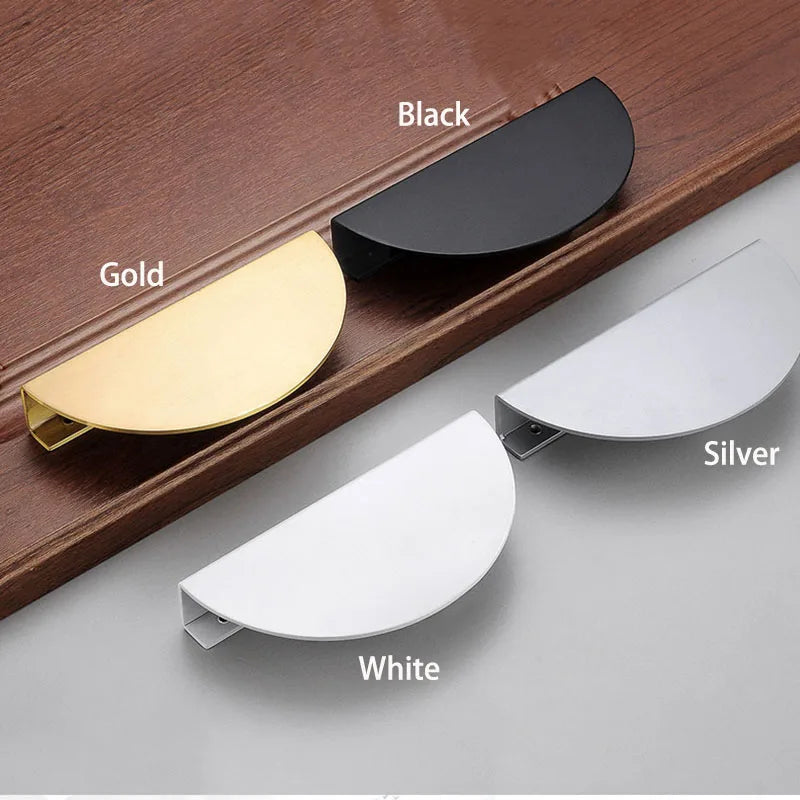 Half-Round Brass Wardrobe Handles – Modern Gold, Black &amp; Silver Pulls