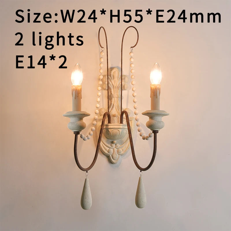 Vintage White Wooden Beads Chandelier – Elegant Foyer &amp; Lobby Pendant Light