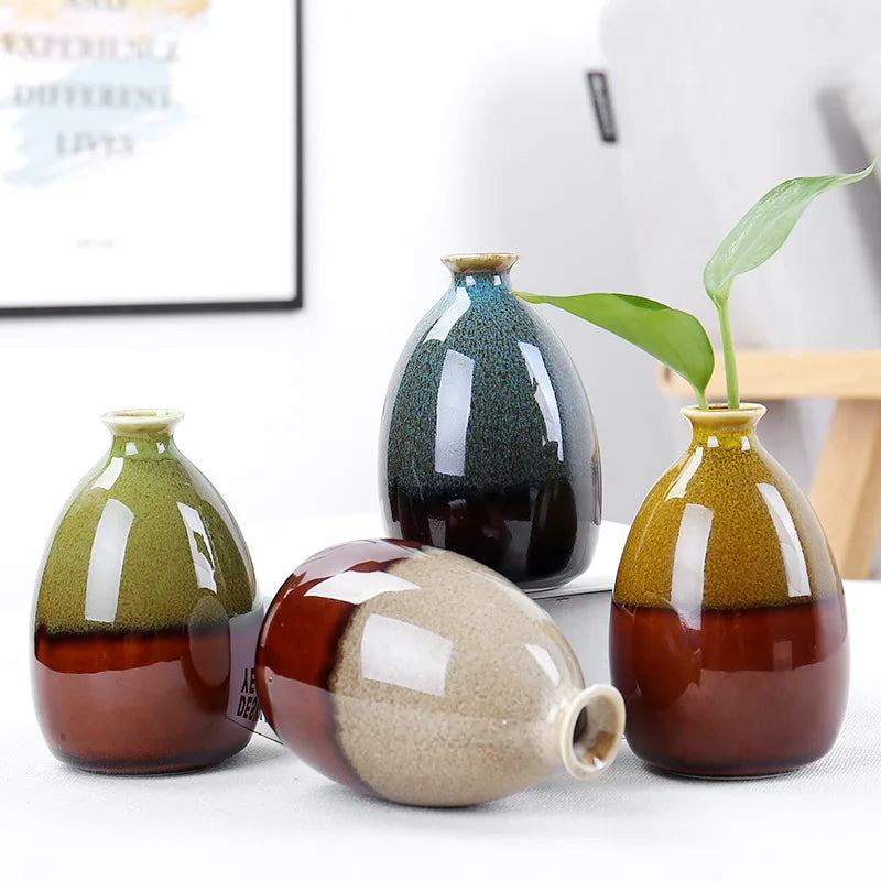 Modern Glazed Ceramic Flower Vase for Tabletop Home Decor