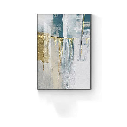 Golden Blue Beige Scandinavian Abstract Canvas Wall Art Unframed