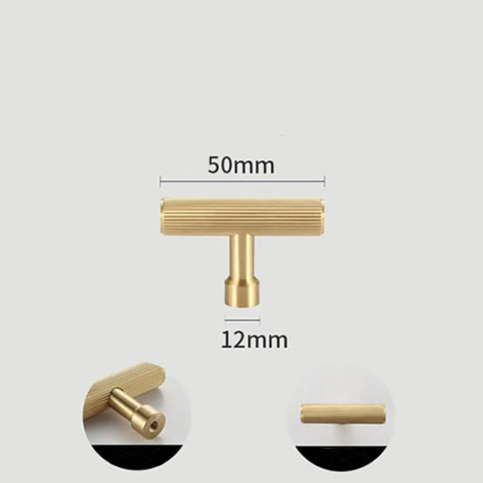 Gold and Black Brass T-Bar Handles – Modern Textured Pulls for Furniture