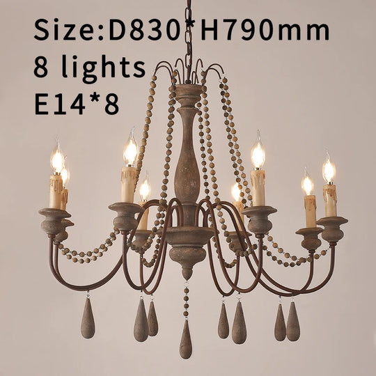 Vintage White Wooden Beads Chandelier – Elegant Foyer &amp; Lobby Pendant Light