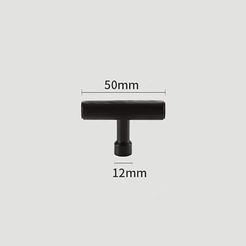 Gold and Black Brass T-Bar Handles – Modern Textured Pulls for Furniture