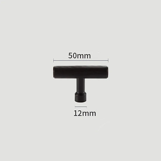 Gold and Black Brass T-Bar Handles – Modern Textured Pulls for Furniture