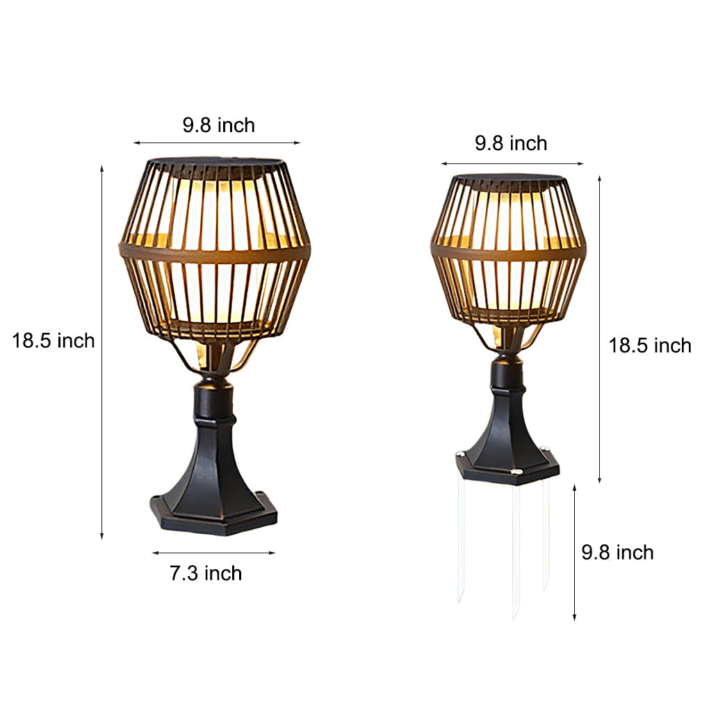 Modern Matte Black Solar Caged Lantern