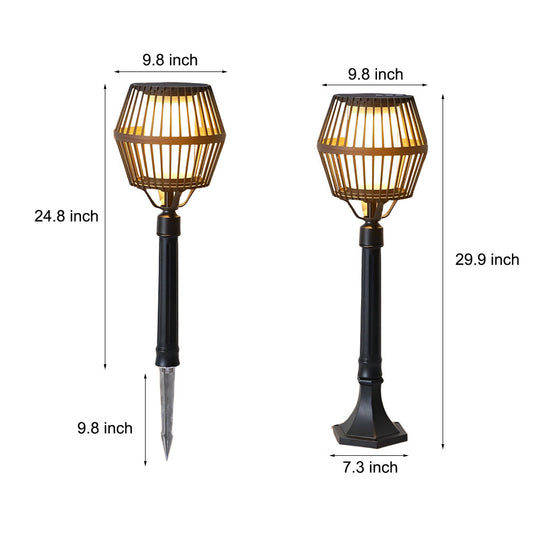 Modern Matte Black Solar Caged Lantern