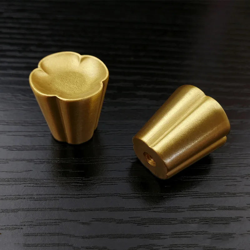 Solid Brass Flower Cabinet Knobs – Elegant Drawer &amp; Wardrobe Pulls