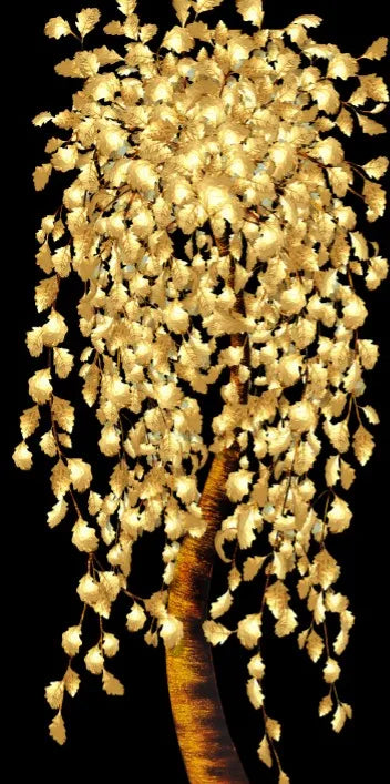 Black Golden Leaves Abstract Botanical Canvas Wall Art Unframed