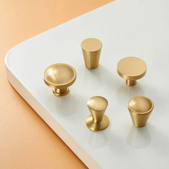 Modern Solid Brass Cabinet Knobs – Minimalist Wardrobe &amp; Kitchen Pulls