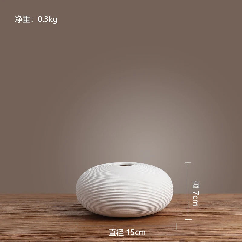 White Ceramic Vase Set for Modern Minimalist Home Decor