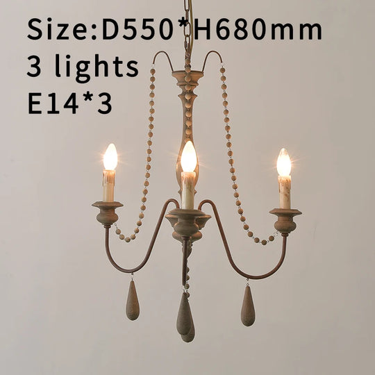 Vintage White Wooden Beads Chandelier – Elegant Foyer &amp; Lobby Pendant Light