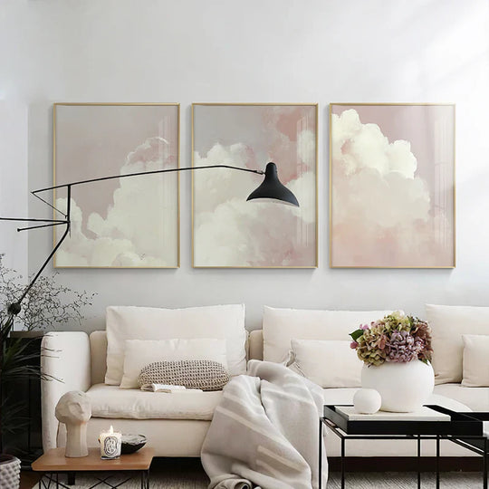 Blue Sky Clouds Abstract Canvas Wall Art Print