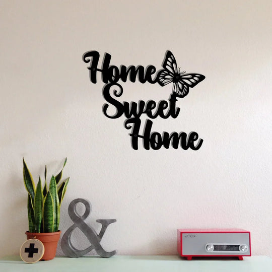 Home Sweet Home Black Metal Wall Art Decor