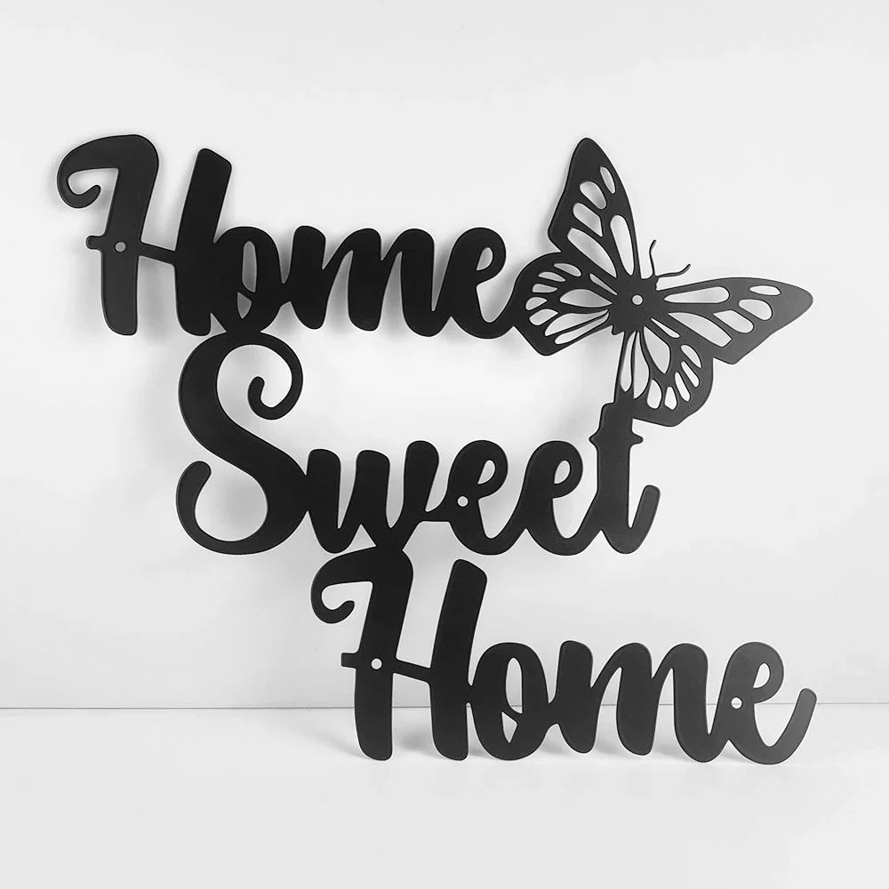 Home Sweet Home Black Metal Wall Art Decor
