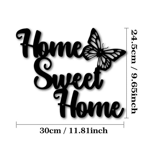 Home Sweet Home Black Metal Wall Art Decor