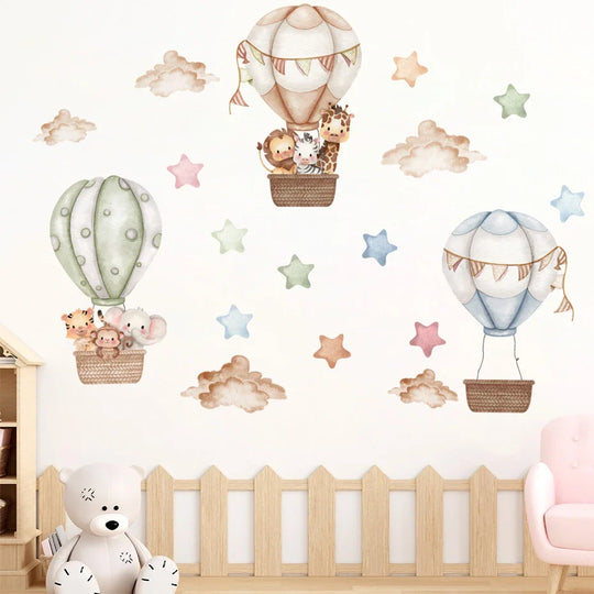 Hot Air Balloons Animal Friends Wall Stickers