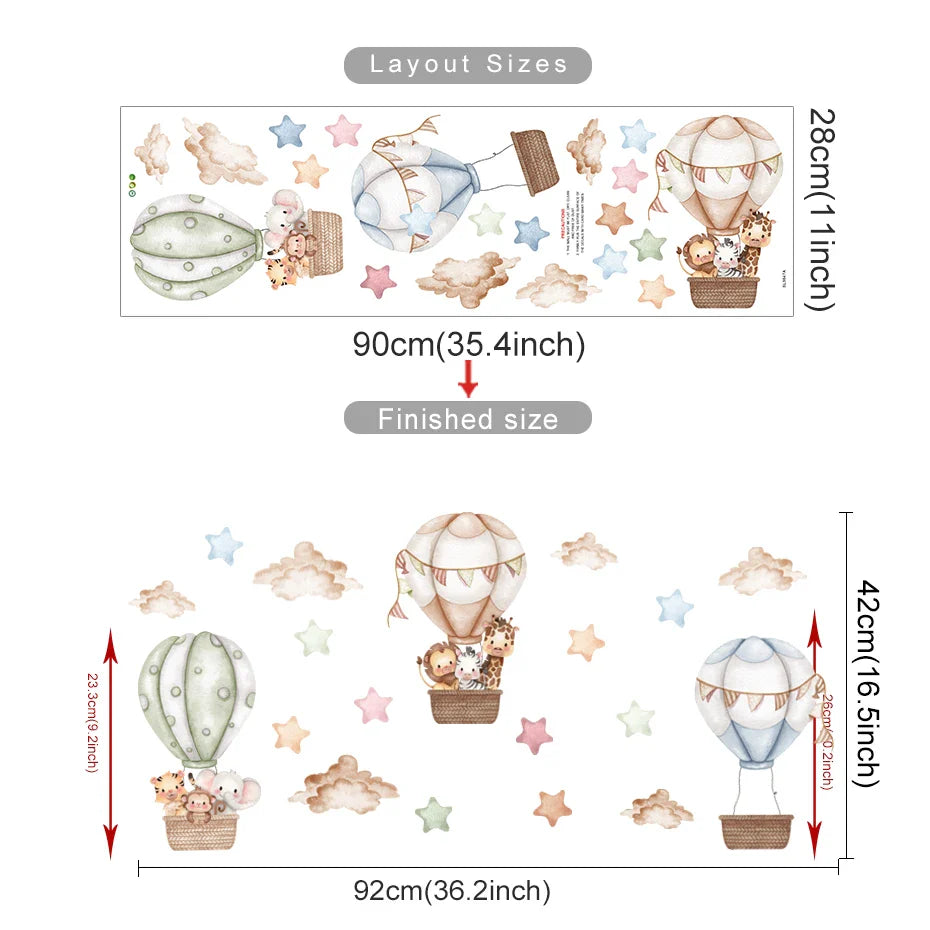 Hot Air Balloons Animal Friends Wall Stickers
