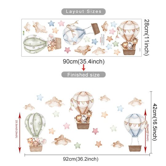Hot Air Balloons Animal Friends Wall Stickers