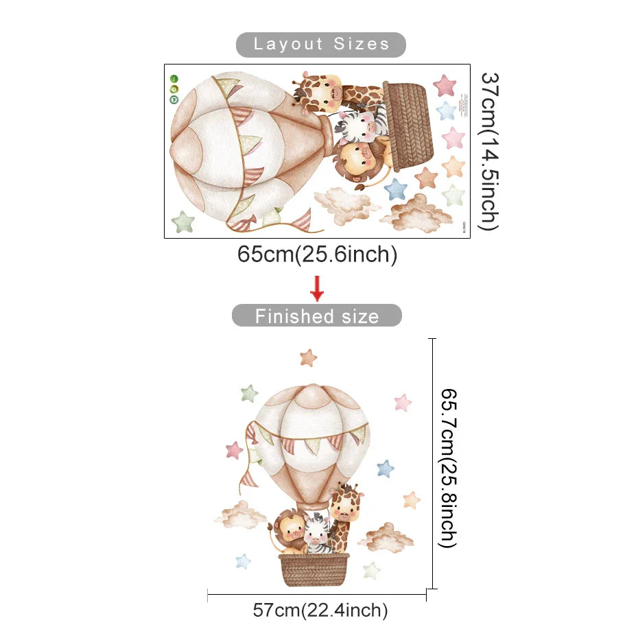 Hot Air Balloons Animal Friends Wall Stickers