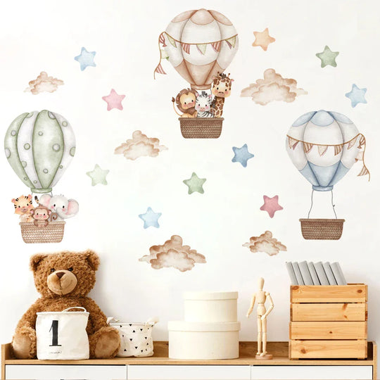 Hot Air Balloons Animal Friends Wall Stickers