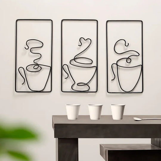 Hot Coffee Typographic Black Metal Wall Art Decor
