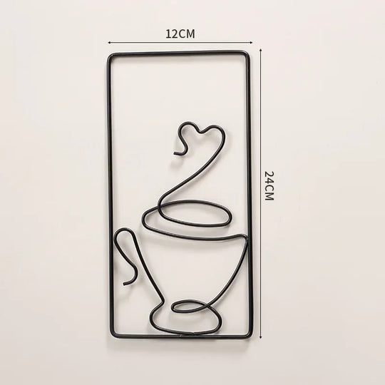 Hot Coffee Typographic Black Metal Wall Art Decor