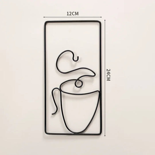 Hot Coffee Typographic Black Metal Wall Art Decor