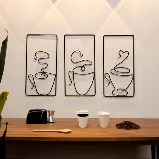 Hot Coffee Typographic Black Metal Wall Art Decor