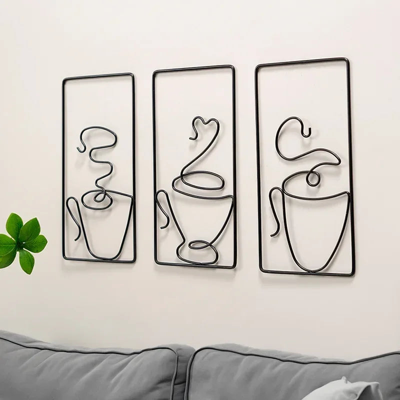 Hot Coffee Typographic Black Metal Wall Art Decor