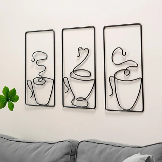 Hot Coffee Typographic Black Metal Wall Art Decor