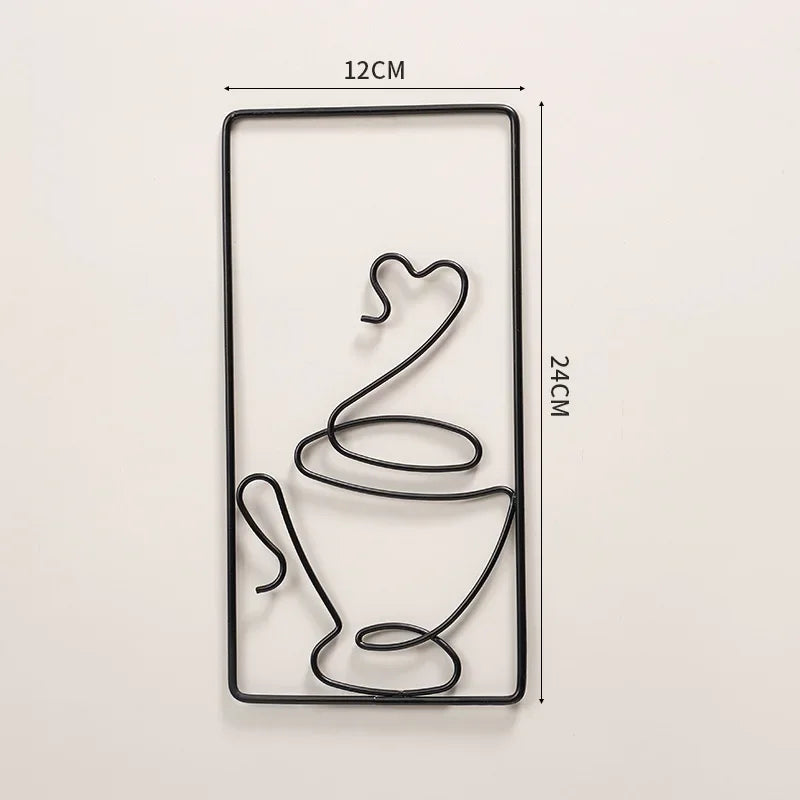 Hot Coffee Typographic Black Metal Wall Art Decor
