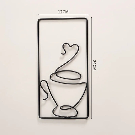 Hot Coffee Typographic Black Metal Wall Art Decor