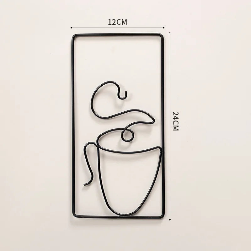 Hot Coffee Typographic Black Metal Wall Art Decor