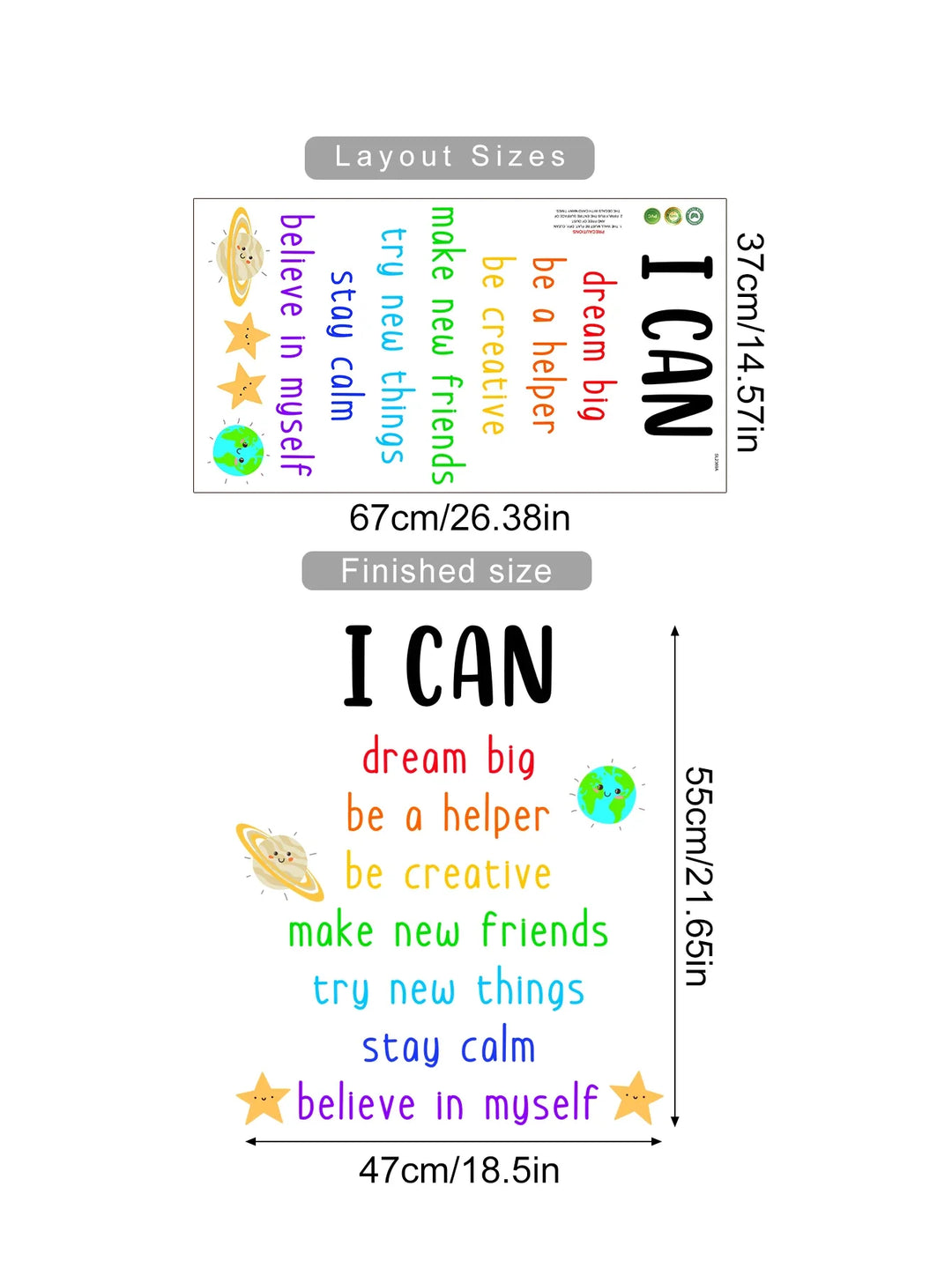 Inspirational Affirmations Wall Decals For Kids Room Decor
