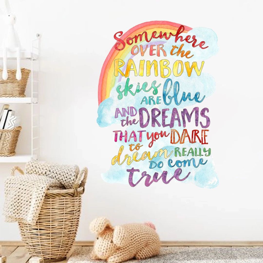 Inspirational Rainbow Dreams Quote Wall Decal For Kids Room