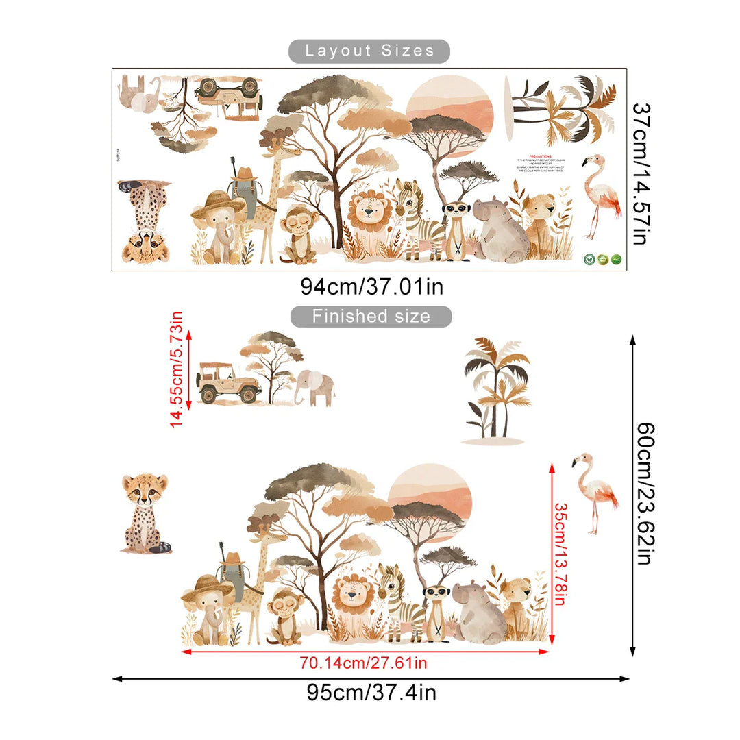 Kids African Safari Adventure Wall Decals For Room Decor