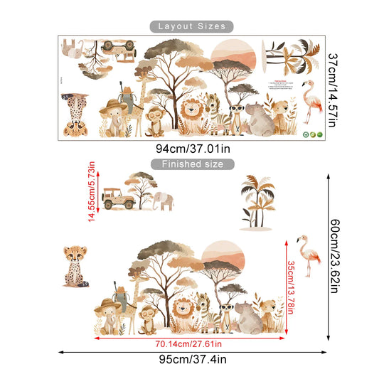 Kids African Safari Adventure Wall Decals For Room Decor